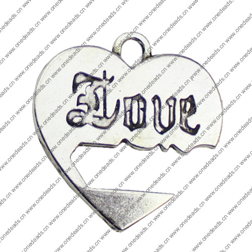 Pendant. Fashion Zinc Alloy jewelry findings. Heart 34x33mm. Sold by KG