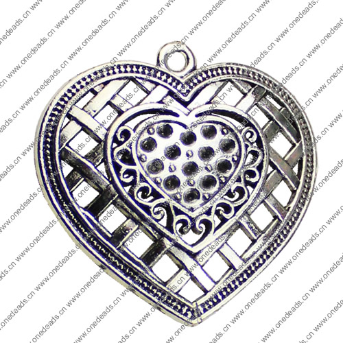 Pendant. Fashion Zinc Alloy jewelry findings.Heart 39x38mm. Sold by KG