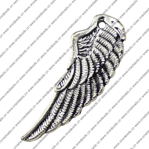 Pendant. Fashion Zinc Alloy jewelry findings. Wing 40x14mm. Sold by KG