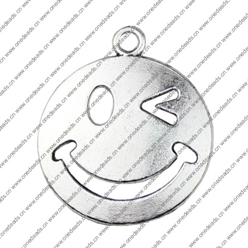 Pendant. Fashion Zinc Alloy jewelry findings. Smiling face 22x26.5mm. Sold by KG