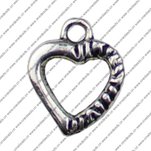 Pendant. Fashion Zinc Alloy jewelry findings. Heart 16x13mm. Sold by KG