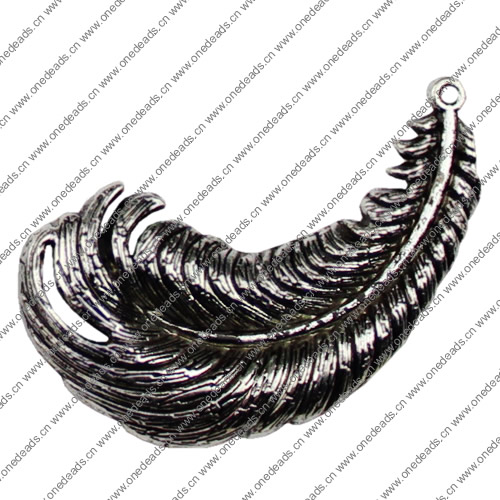 Pendant. Fashion Zinc Alloy jewelry findings. Plume 50x22mm. Sold by KG