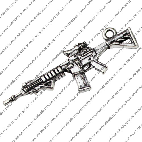 Pendant. Fashion Zinc Alloy jewelry findings. Pistol 45x15mm. Sold by KG