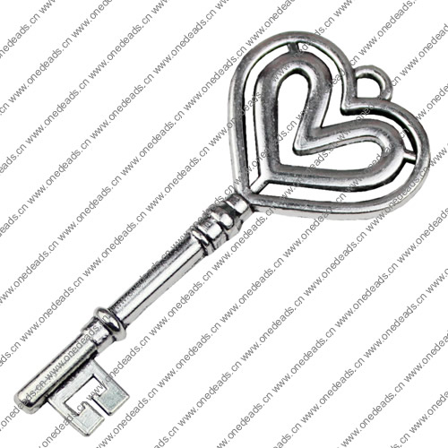 Pendant. Fashion Zinc Alloy jewelry findings. Key 70x30mm. Sold by KG