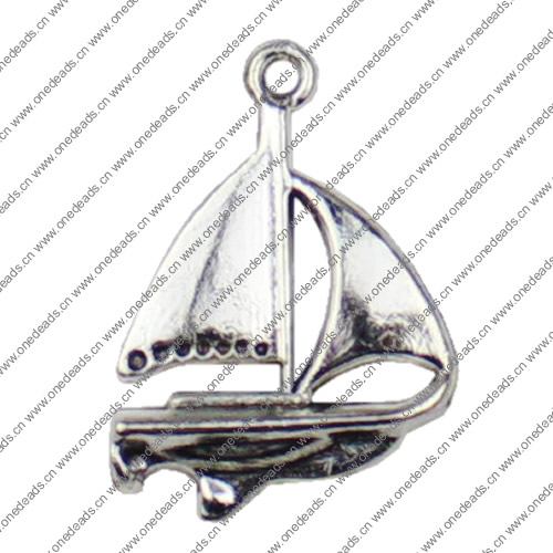 Pendant. Fashion Zinc Alloy jewelry findings.Sailing boat 24x17mm. Sold by KG