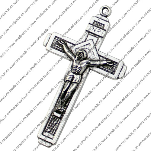 Pendant. Fashion Zinc Alloy jewelry findings.Cross 51x29.5mm. Sold by KG