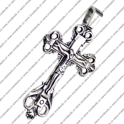 Pendant. Fashion Zinc Alloy jewelry findings.Cross 28x50mm. Sold by KG