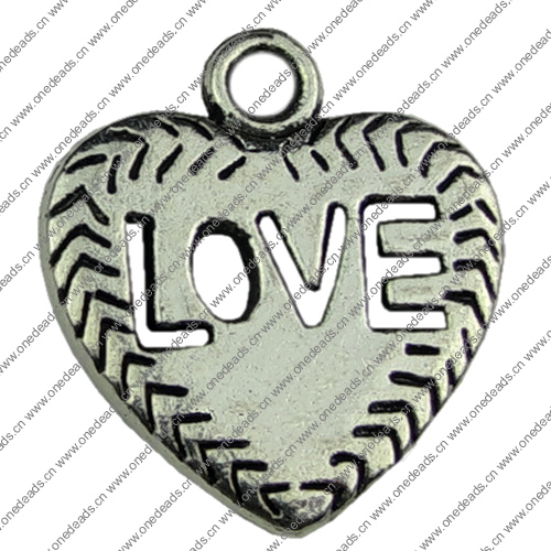 Pendant. Fashion Zinc Alloy jewelry findings.Heart 18x21mm. Sold by KG