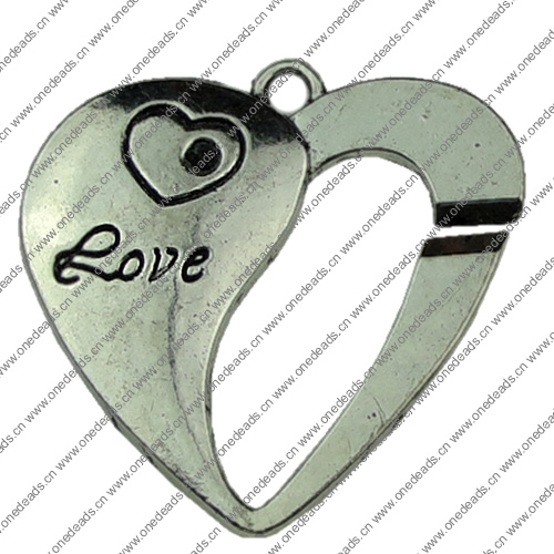 Pendant. Fashion Zinc Alloy jewelry findings.Heart 33x33mm. Sold by KG