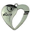 Pendant. Fashion Zinc Alloy jewelry findings.Heart 33x33mm. Sold by KG