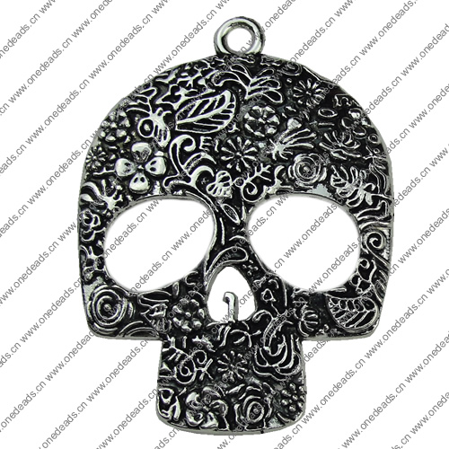 Pendant. Fashion Zinc Alloy jewelry findings.Skeleton 50x65mm. Sold by KG