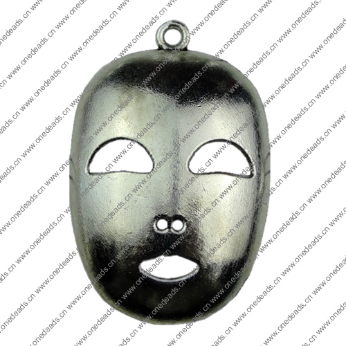 Pendant. Fashion Zinc Alloy jewelry findings.Mask 26x38mm. Sold by KG
