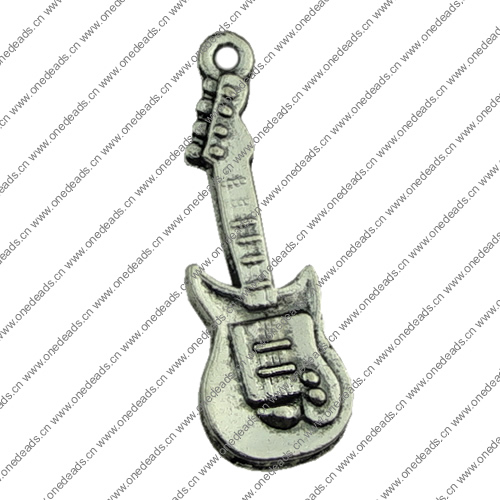 Pendant. Fashion Zinc Alloy jewelry findings.Guitar 10x31mm. Sold by KG