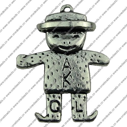 Pendant. Fashion Zinc Alloy jewelry findings.People 22x28mm. Sold by KG