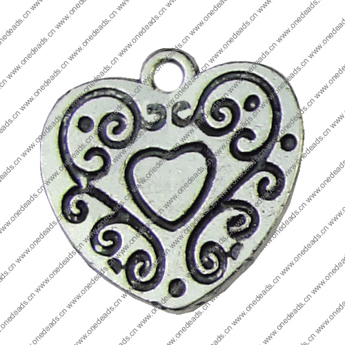 Pendant. Fashion Zinc Alloy jewelry findings.Heart 19x20mm. Sold by KG