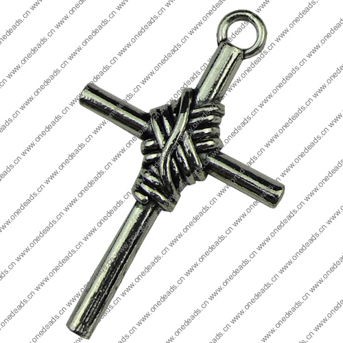 Pendant. Fashion Zinc Alloy jewelry findings.Cross 25x40mm. Sold by KG