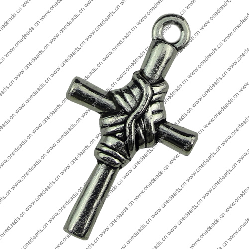 Pendant. Fashion Zinc Alloy jewelry findings.Cross 19x34mm. Sold by KG