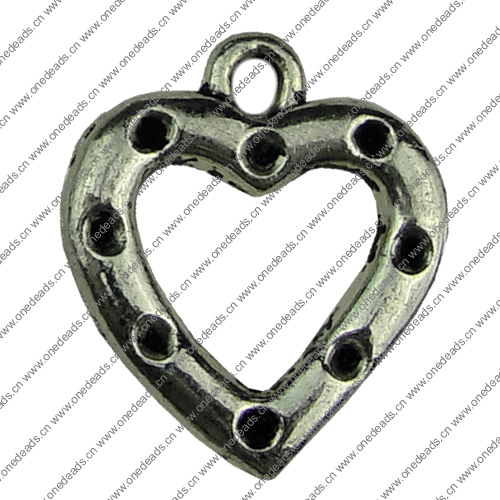 Pendant. Fashion Zinc Alloy jewelry findings.Heart 17x20mm. Sold by KG