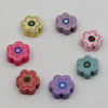 Wholesale Mixed Wood Beads Lead-free Flower Wooden Beads For DIY jewelry Finding 16x16mm Hole:3mm Sold by PC
