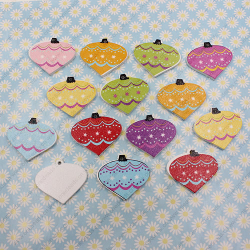 Wooden Pendant, Fashion DIY-accessories Mixed color Heart 26x30mm, Sold by PC