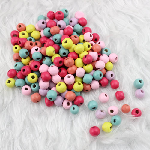 Wooden Beads, Fashion DIY-accessories for Bracelet/Necklace Mixed color Round 8.5x6.5mm,Hole:3mm Sold by PC