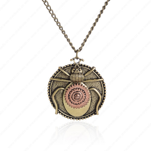 wholesale Retro steampunk Beetle gears pendant link chain necklace costume jewelry punk friendship gifts Sold by Strand