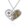 wholesale Retro steampunk Heart gears pendant link chain necklace costume jewelry punk friendship gifts Sold by Stiand
