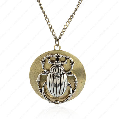 wholesale Retro steampunk Beetle gears pendant link chain necklace costume jewelry punk friendship gifts Sold by Stiand