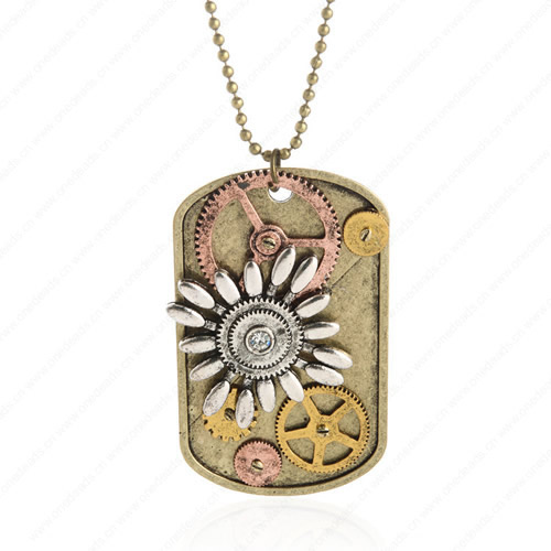 wholesale Retro steampunk Dag gears pendant link chain necklace costume jewelry punk friendship gifts Sold by Stiand