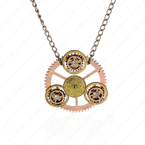 wholesale Retro steampunk Gears pendant link chain necklace costume jewelry punk friendship gifts Sold by Stiand