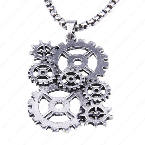 wholesale Retro steampunk Gears pendant link chain necklace costume jewelry punk friendship gifts Sold by Stiand