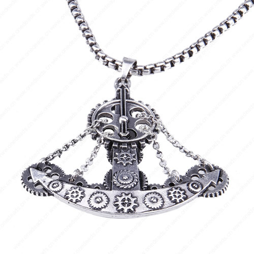 wholesale Retro steampunk Anchor gears pendant link chain necklace costume jewelry punk friendship gifts Sold by Stiand