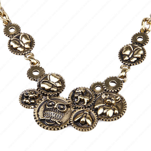 wholesale Retro steampunk Animal gears pendant link chain necklace costume jewelry punk friendship gifts Sold by Stiand