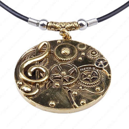 wholesale Retro steampunk Musical gears pendant link chain necklace costume jewelry punk friendship gifts Sold by Stiand
