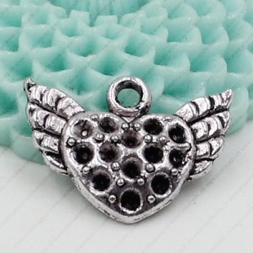 Pendant. Fashion Zinc Alloy jewelry findings.Heart 13x18mm. Sold by KG