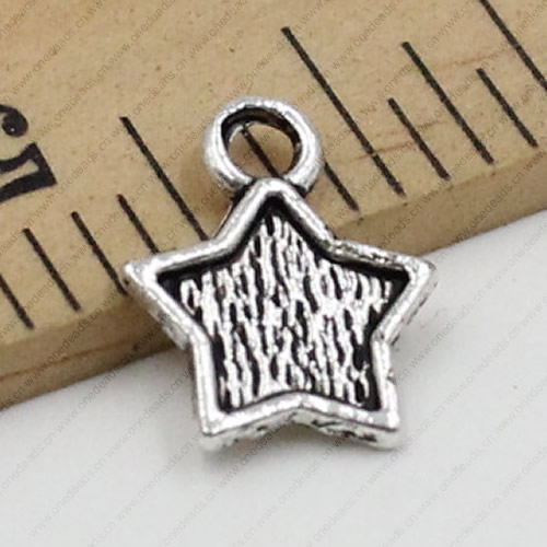Pendant. Fashion Zinc Alloy jewelry findings.Star 12x10mm. Sold by KG