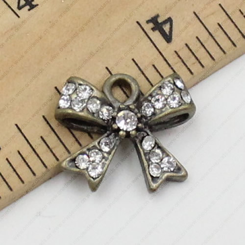 Pendant. Fashion Zinc Alloy jewelry findings.Bowknot 14x16mm. Sold by KG