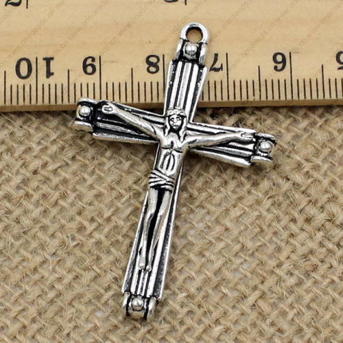 Pendant. Fashion Zinc Alloy jewelry findings.Cross 48.5x32mm. Sold by PC
