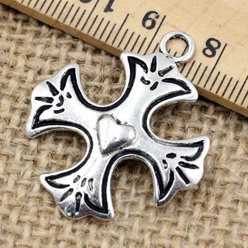Pendant. Fashion Zinc Alloy jewelry findings.Cross 33x28mm. Sold by PC