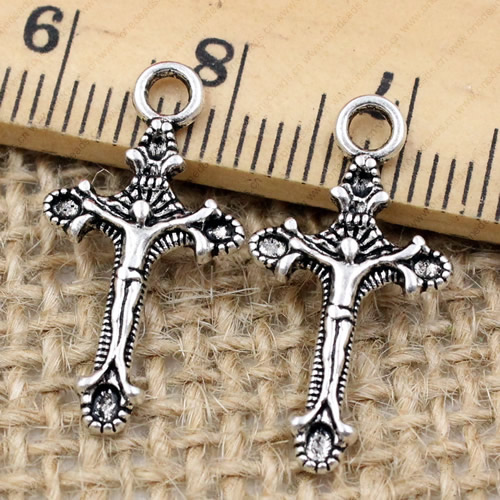 Pendant. Fashion Zinc Alloy jewelry findings.Cross 22x12mm. Sold by KG