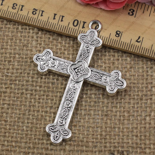 Pendant. Fashion Zinc Alloy jewelry findings.Cross 61x45mm. Sold by KG