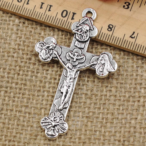 Pendant. Fashion Zinc Alloy jewelry findings.Cross 59x35.5mm. Sold by KG