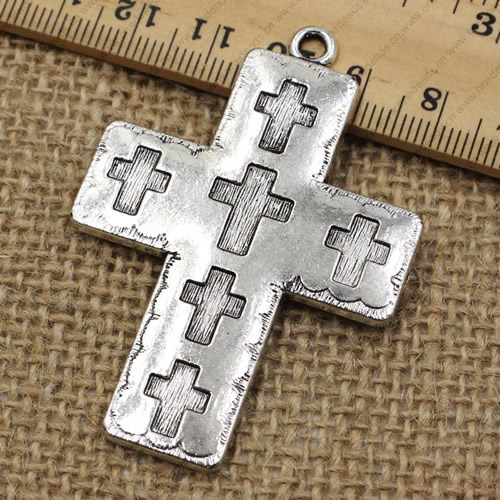 Pendant. Fashion Zinc Alloy jewelry findings.Cross 59x41mm. Sold by KG