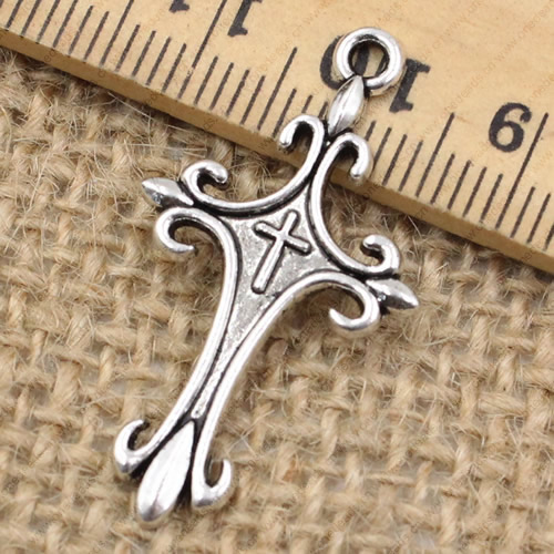 Pendant. Fashion Zinc Alloy jewelry findings.Cross 32x18mm. Sold by KG