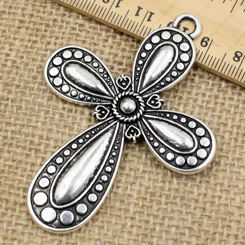 Pendant. Fashion Zinc Alloy jewelry findings.Cross 72x53mm. Sold by KG