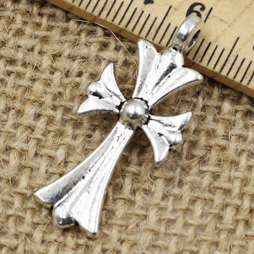 Pendant. Fashion Zinc Alloy jewelry findings.Cross 33x15mm. Sold by KG