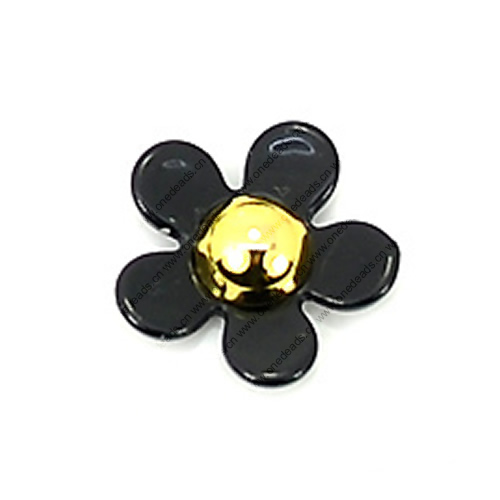 FlatBack Resin Black Daisy Flower Cabochons Jewelry Fit Mobile Phone Headwear DIY Handmade Decoration Accessory 16mm Sold by PC