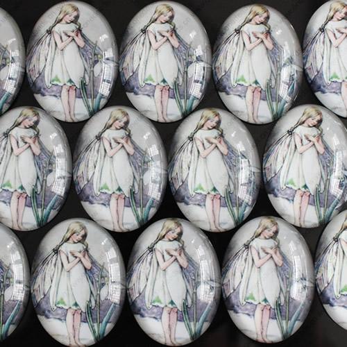 Fashion Mixed Style Girl Oval Glass Cabochon Dome Cameo Jewelry Finding 18x25mm Sold by PC