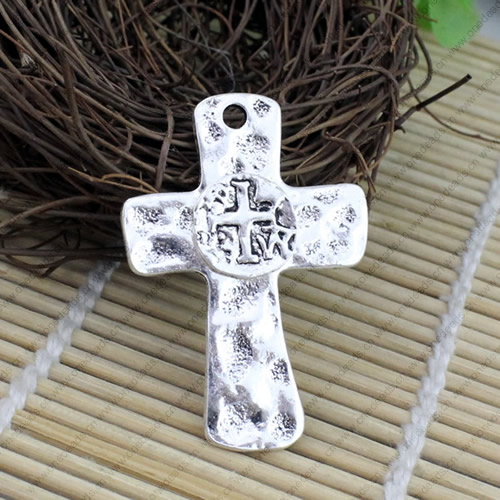 Pendant. Fashion Zinc Alloy jewelry findings.Cross 47x33mm. Sold by KG