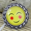 2015 Fashion Brooch Antique Silver Vintage The Glass Cartoon Smiling Face Cabochons Settings Brooch Pins 35mm Sold by PC
